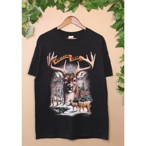 VINTAGE WHITE TAIL DEER ANIMAL TSHIRT MENS SIZE LARGE